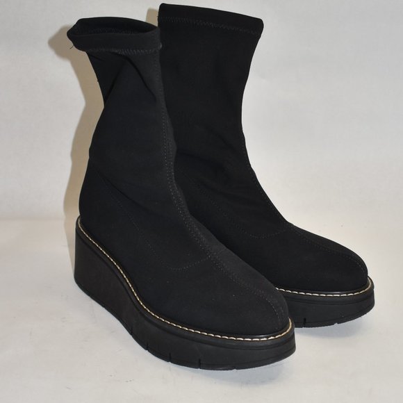 LA CANADIENNE GEORGINA Stretch Fabric Wedge Platform Bootie Size 6 M - Picture 3 of 11